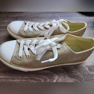 Womens' gold glitter converse-style shoes